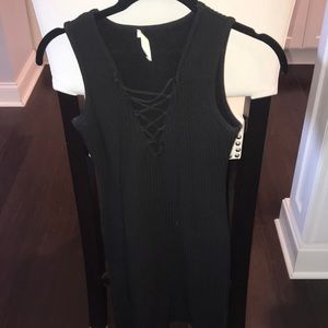 Sweater lace up dress